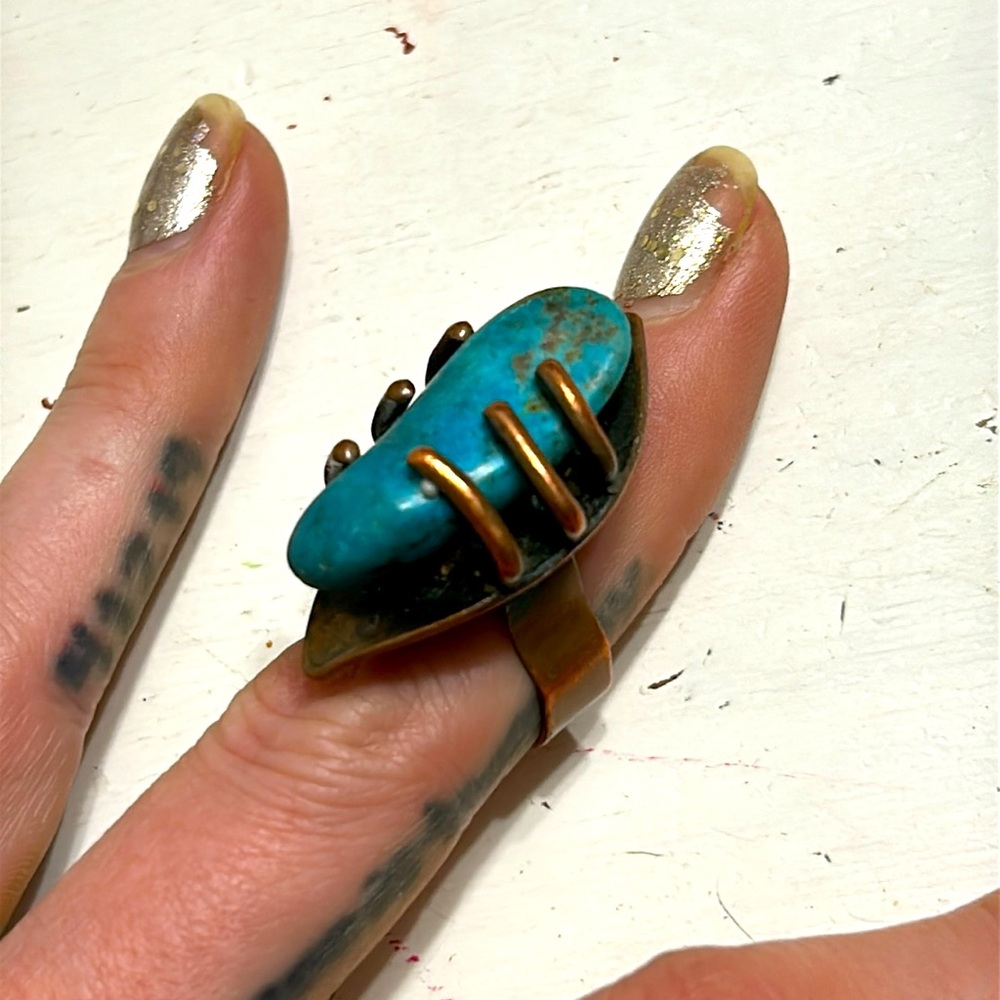 Authentic Turquoise Vintage adjustable band ring
